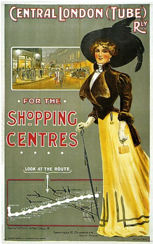 Central London Shopping Centres vintage poster